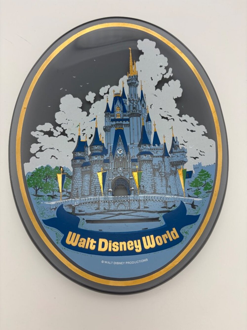 Vintage 1970s Walt Disney World Cinderella Castle Glass Souvenir Plate Disneyana